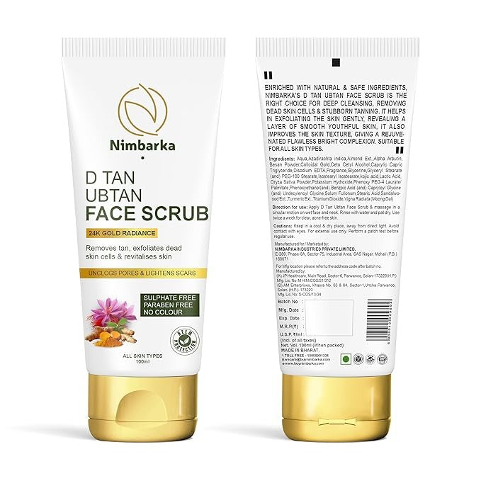 Nimbarka D-Tan Ubtan Face Scrub 24K Gold Radiance Face Scrub - 100 ml