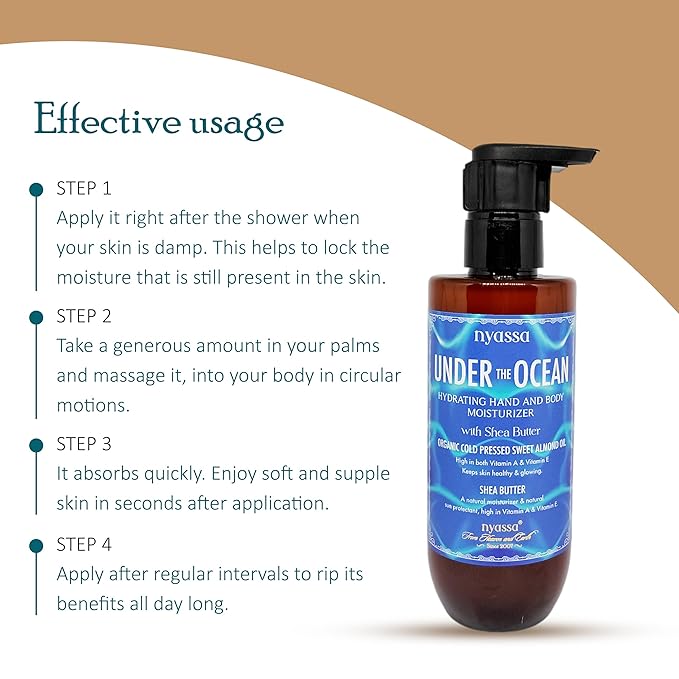 Nyassa Under the Ocean Hand and Body Moisturizer With Shea Butter & Organic Sweet Almond Oil - 200 Ml