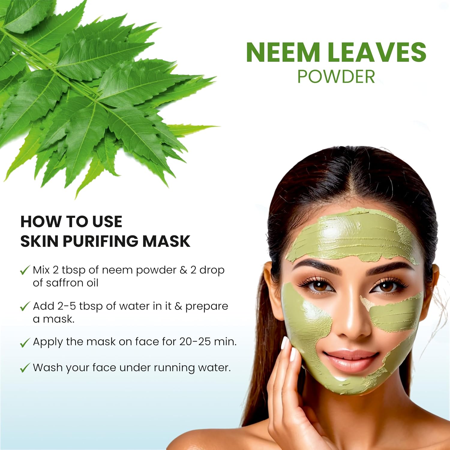Healthy Apple Pure Neem Leaves Powder (100g) - 100% Natural Ayurvedic Herbal Supplement for Acne Control, Glowing Skin, Anti-Dandruff Hair Masks & Scalp Nourishment - Multipurpose Face Pack