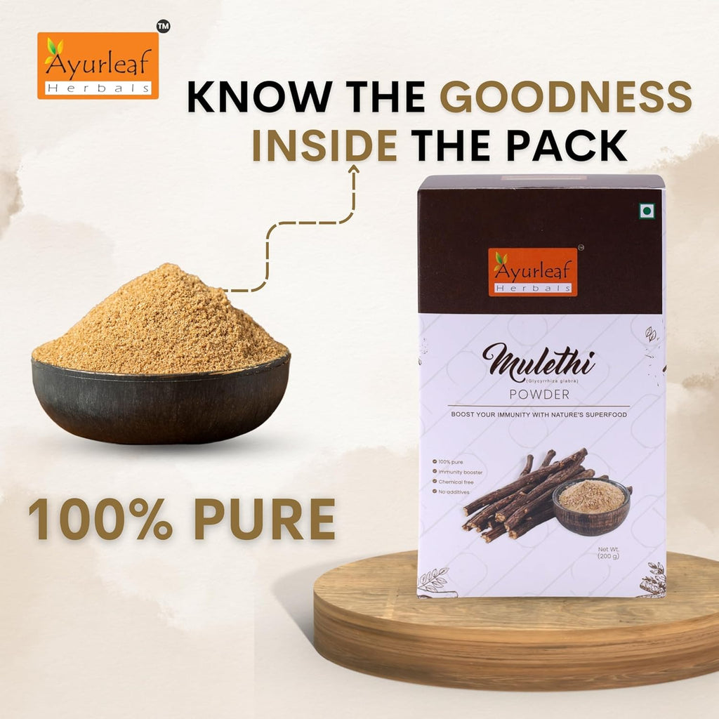 Ayurleaf Herbals Mulethi Powder | Immunity Booster - 200 Gms