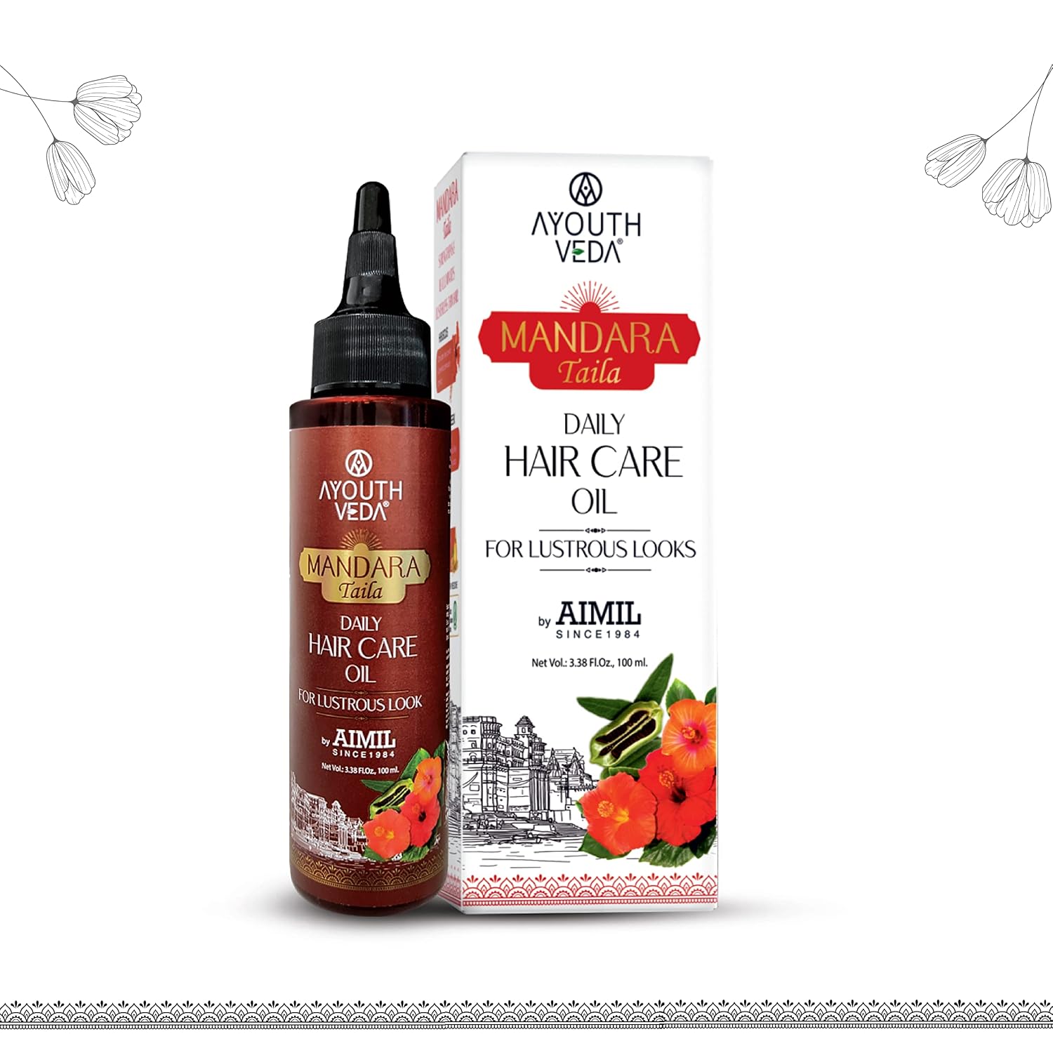 Ayouthveda Mandara Taila Daily Hair Care Oil for Lustrous Look | With the Benefits of Fenugreek Seeds and Sesame Oil | For Shinky & Healthy Hair |Daily Nourisher of Hair (Pack Of 1-100ml)