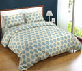 Trance Home Linen 200TC 100% Cotton Printed Zippered Duvet Cover/Blanket Cover/Quilt Comforter Cover/Razai Cover King Size with 2 Pillow Covers Colour Damask Blue