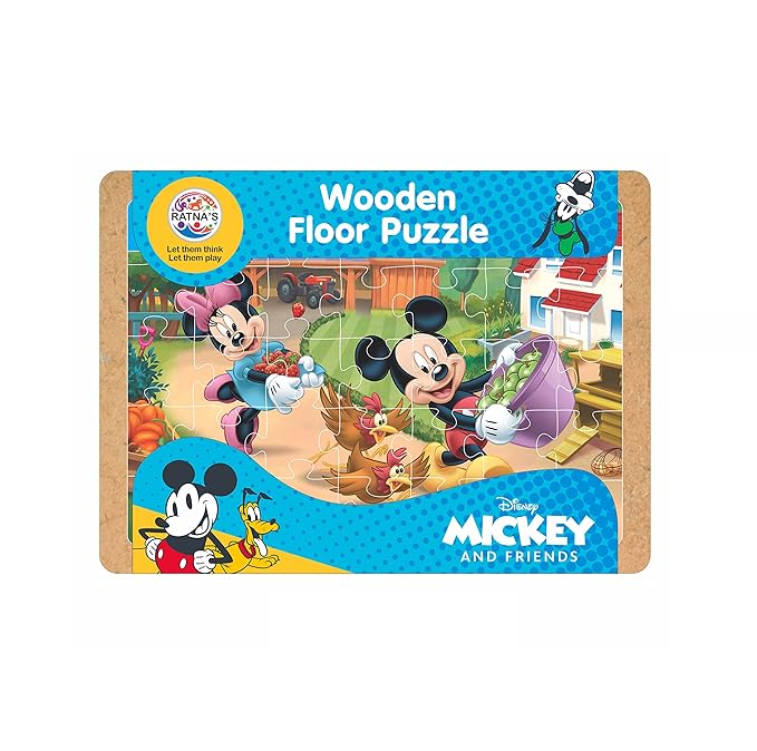 Ratnas Disney Wooden Floor Puzzle Mickey & Friends 35 Pieces Jigsaw Puzzle for Kids 3+ Years