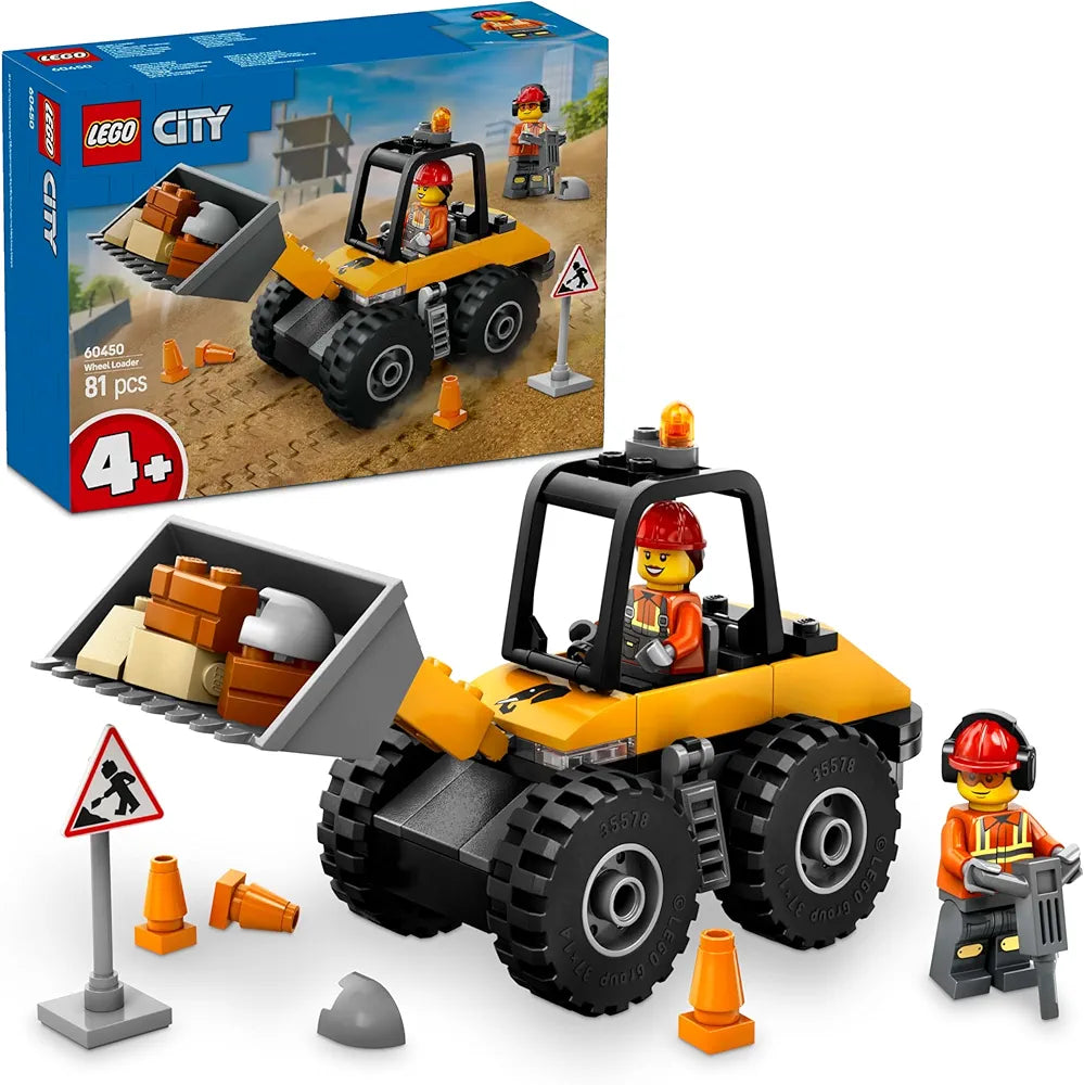 Lego City Yellow Construction Wheel Loader Buildable Vehicle Set 60450 Building Blocks Toys for 4+ Gift for Boys and Girls