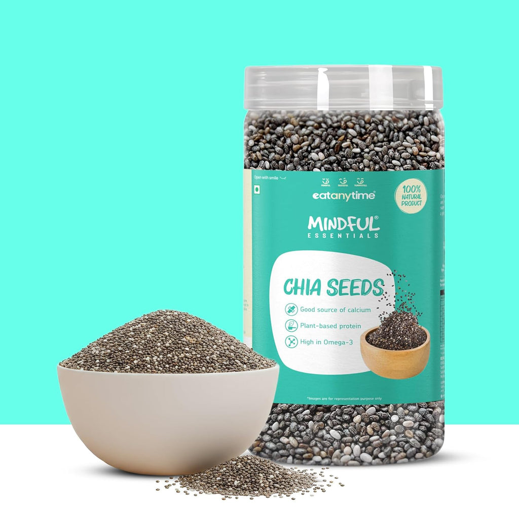 Eat Anytime Chia Seeds | Source of Calcium, Fibre & Protein | High in Omega 3 | Seeds for Weight Management | Premium Raw Chia Seeds - 600 g