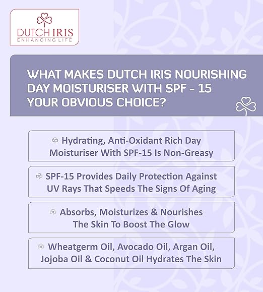 Dutch Iris Nourishing Day Moisturiser with SPF-15 - 100 Gms | Pack Of 2