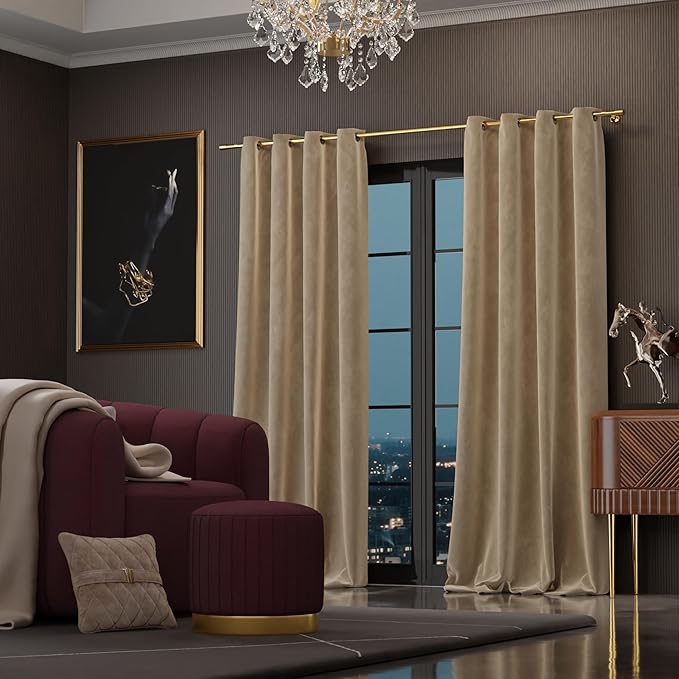 Stoa Paris Curtain for Home Single pc PatternedVelvet Curtain for Door Colour Ivory Elegance
