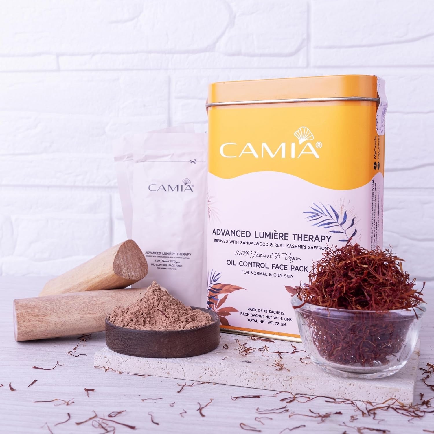Camia Premium Oil Control Face Pack For Normal & Oily Skin - 6 gms Each (12 Sachets)