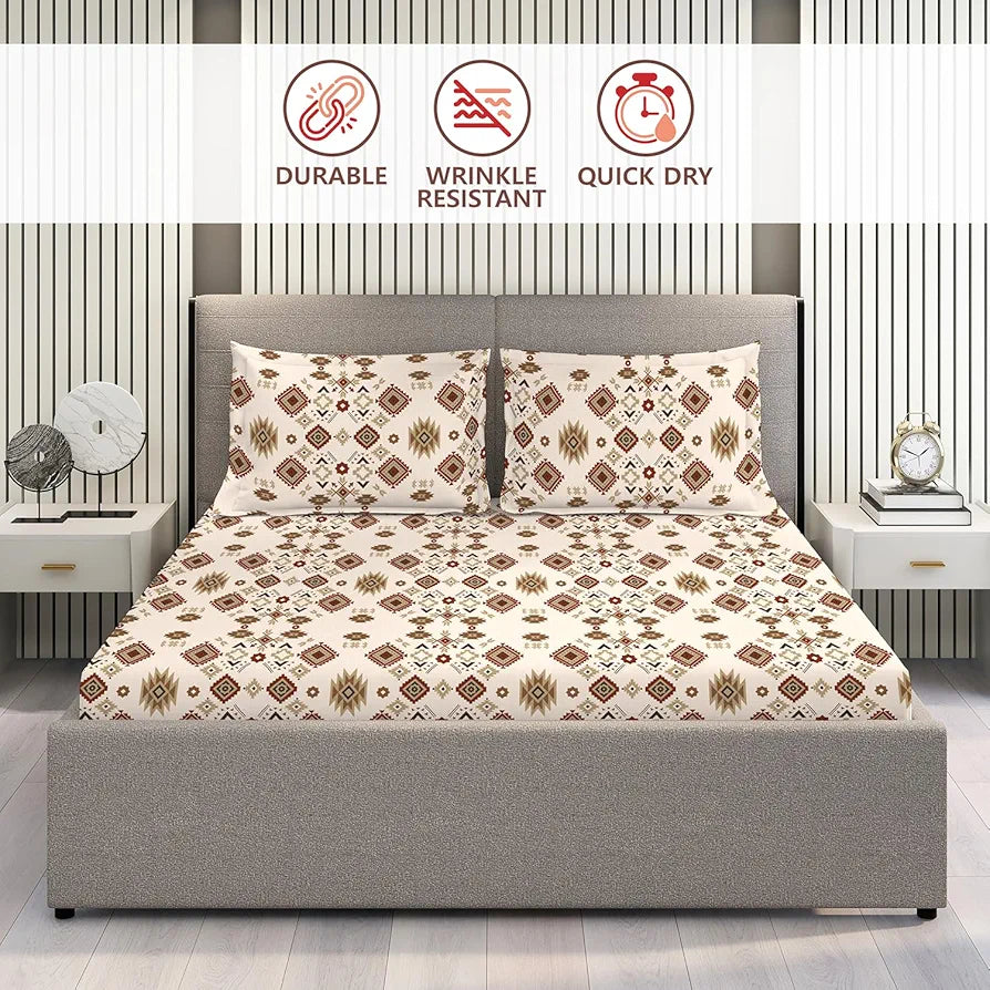 Layers Firenze Cotton Bedsheet Set for All Seasons Lightweight 140 TC Queen Size Dark Blue 1 Color