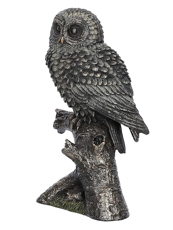 Ecraftindia Handcrafted Polyresin and Bronze Owl Statue Bird Sitting on Branch Figurine Decorative Showpiece