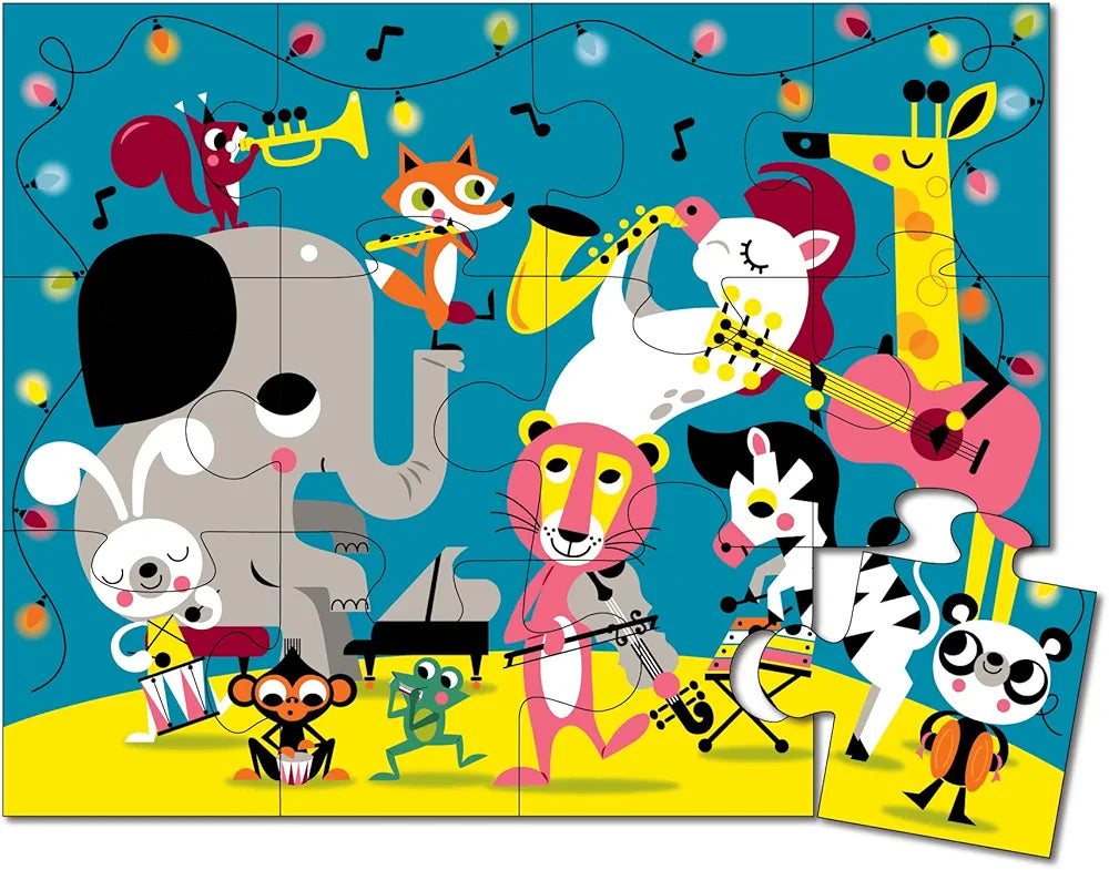 Playqid Jumbo Animal Jigsaw Puzzle for Kids 2+ | 12-Piece Musical Animal Jam Floor Puzzle | Educational Toy for Toddlers Hand-Eye