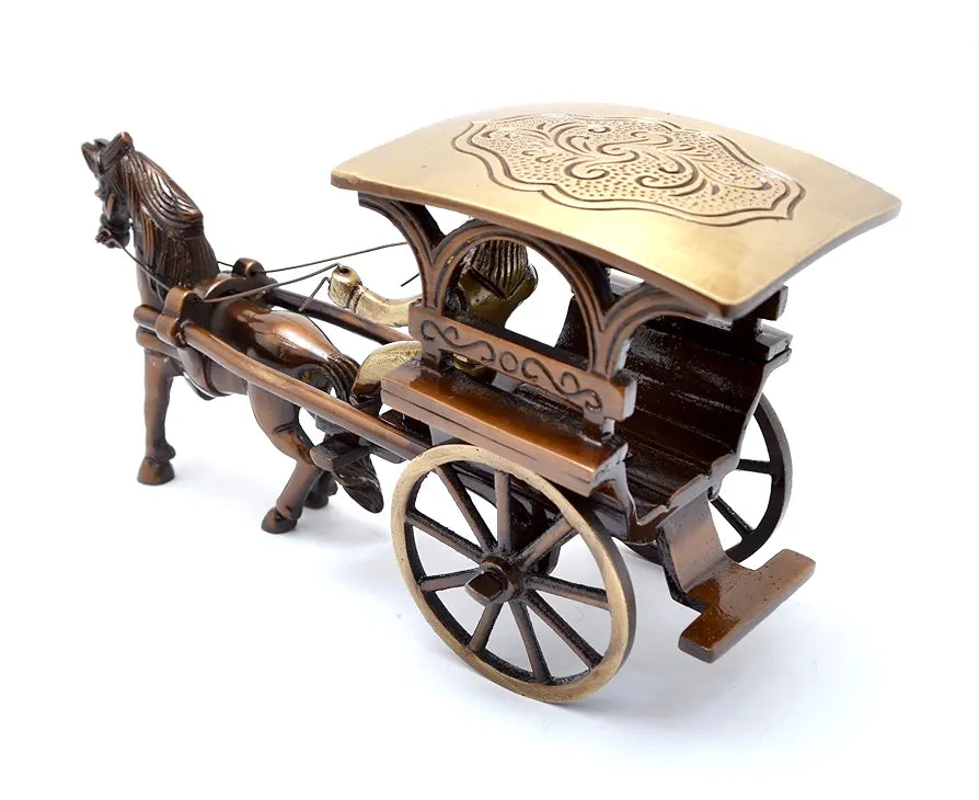 Two Moustaches Brass European Horse Carriage Showpiece
