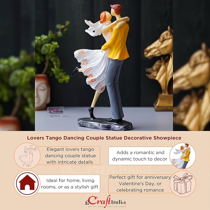 Ecraftindia Lovers Tango Dancing Couple Statue Human Figurines Decorative Showpiece