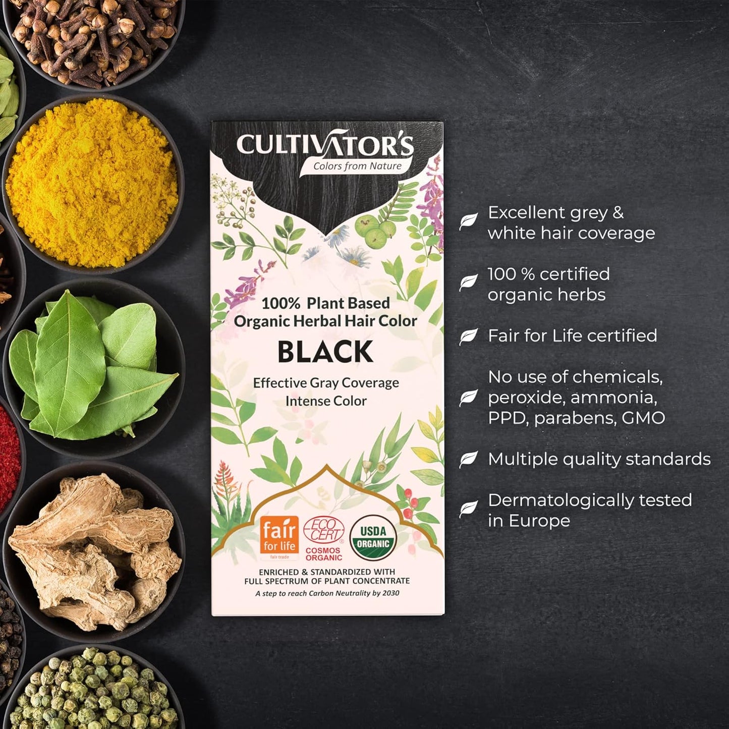 Cultivator's Black Organic Herbal Hair Colour - 100 gms