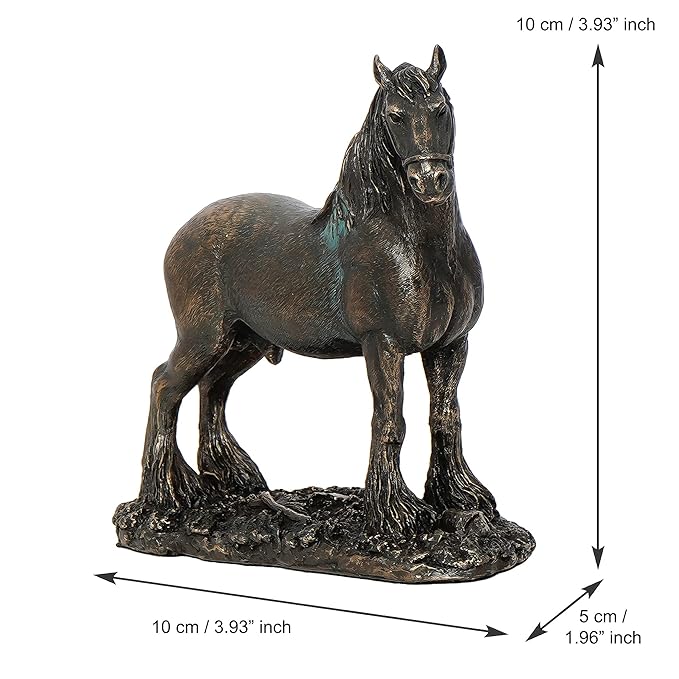 Ecraftindia Premium Carved Horse Cold Cast Bronze Resin Decorative Figurine