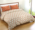 Trance Home Linen 200TC 100% Cotton Printed Zippered Duvet Cover/Blanket/Quilt Cover Comforter Cover/Razai Cover King Size with 2 Pillow Covers Colour Dori & Damask Clay Red