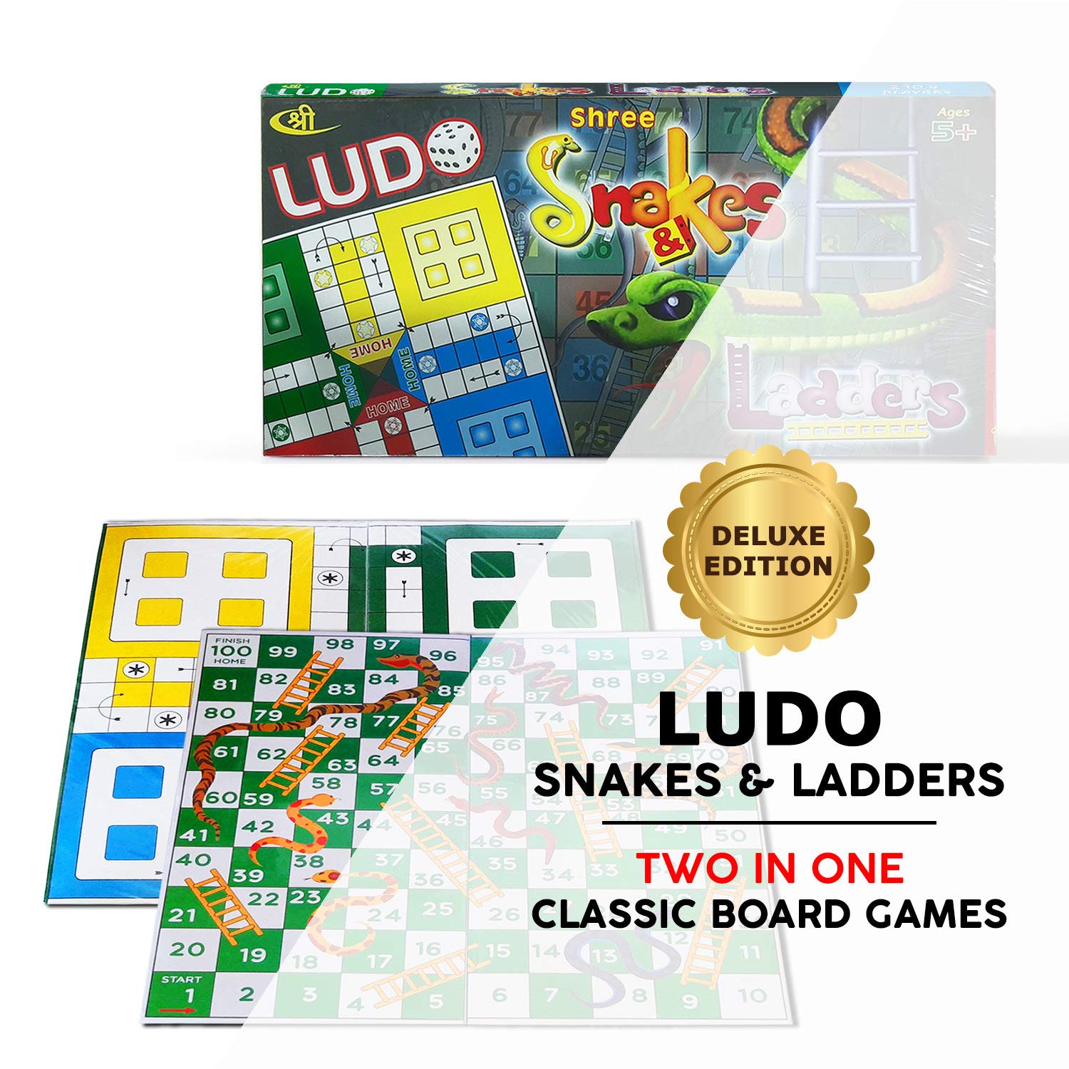 Kids Mandi Ludo and Snake and Ladder Deluxe Board Game Big Size 13 Inch Play Board