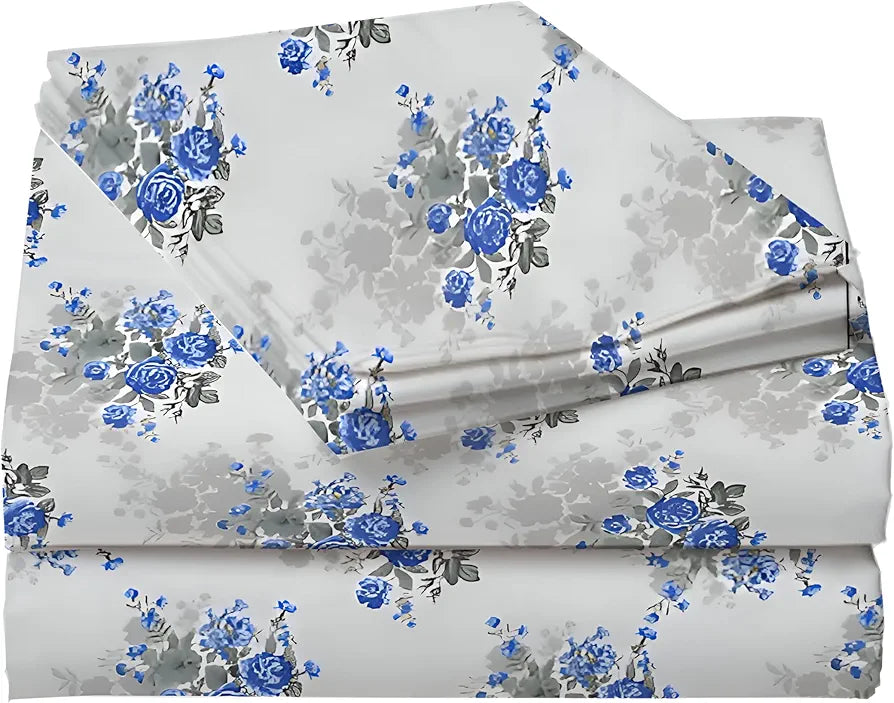 Starnstyle Polycotton 220 TC Floral Printed King Size Double Bedsheet with 2 Pillow Covers Ristes