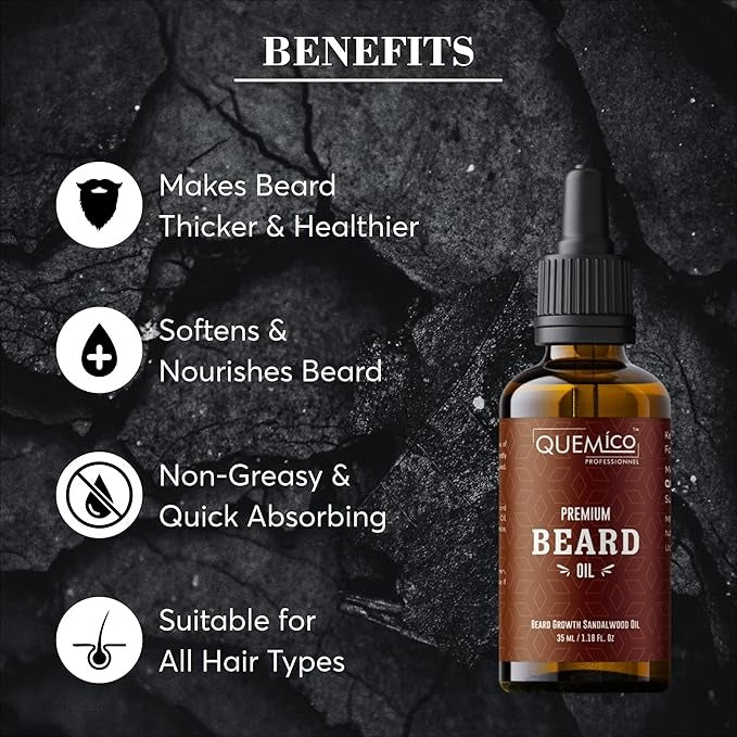 Quemico Professionnel Sandalwood Beard Oil For Men - 35 ml