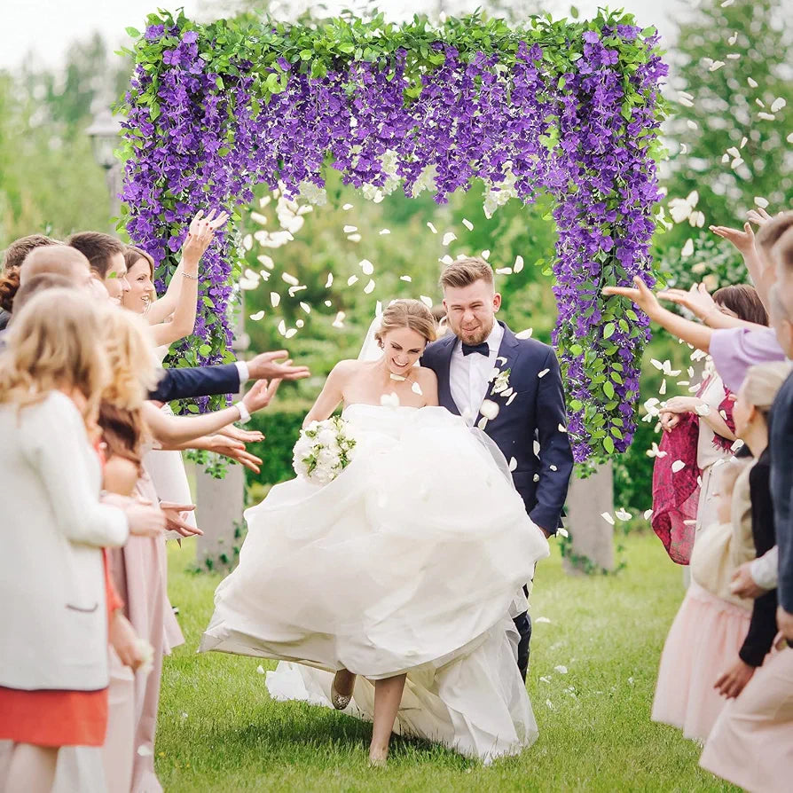 Wisteria Artificial Flowers Garland 5Pcs Total 36FT Purple Wisteria Hanging Flowers