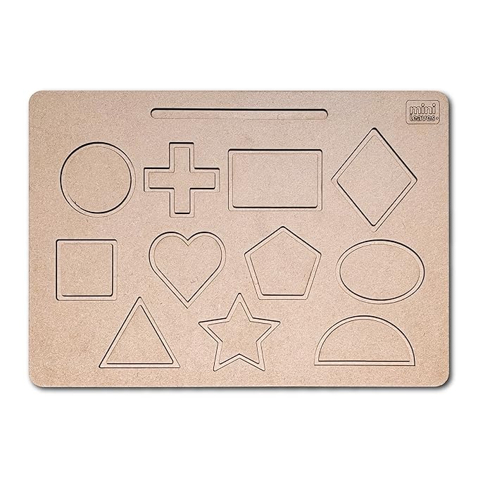 Mini Leaves Wooden Tracing Board Geometric Shapes | Pre-writing Early Practice Board for Kids 2+ Years