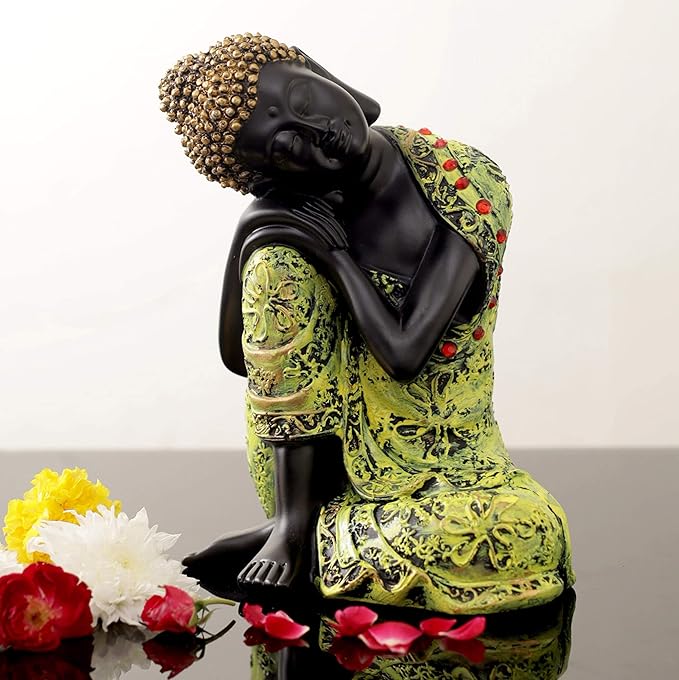 Tied Ribbons Buddha Idol Statue Showpiece Multi Decoration Items for Home Decor Mandir Temple