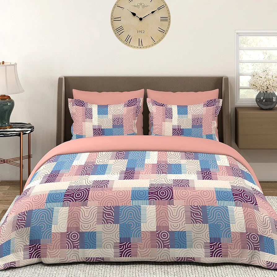 Layers Be Bold Cotton Bedsheet Set for All Seasons Lightweight 140 TC Queen Size Sheen Green Color
