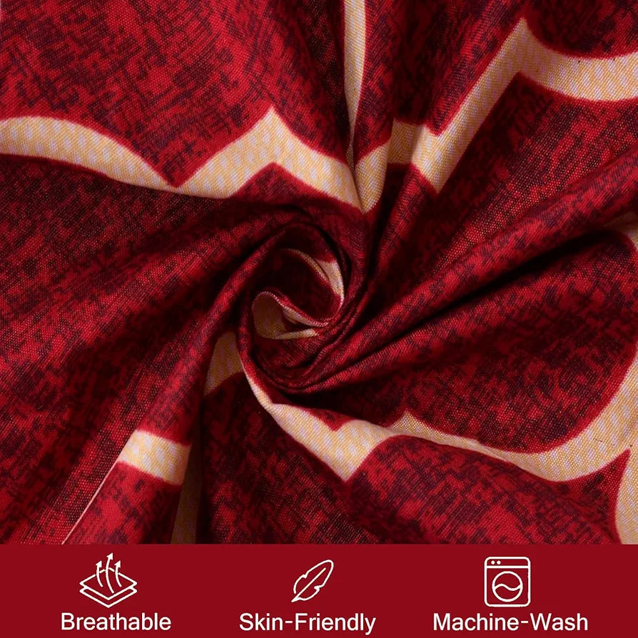 Fresh From Loom Microfiber Single Bed Geometric Bedsheet With 1 Pillow Covers 144 TC Maroon Vector