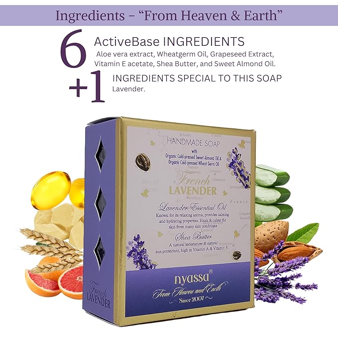Nyassa Luxurious French Lavender Handmade Natural Bathing Soap - 150 Gms