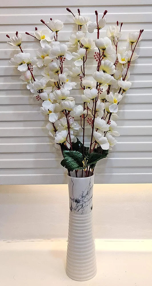 Artificial Flowers Bunch Cherry Blossom Ideal for vase Without vase White 55 cm Height Fabric