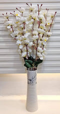 Artificial Flowers Bunch Cherry Blossom Ideal for vase Without vase White 55 cm Height Fabric