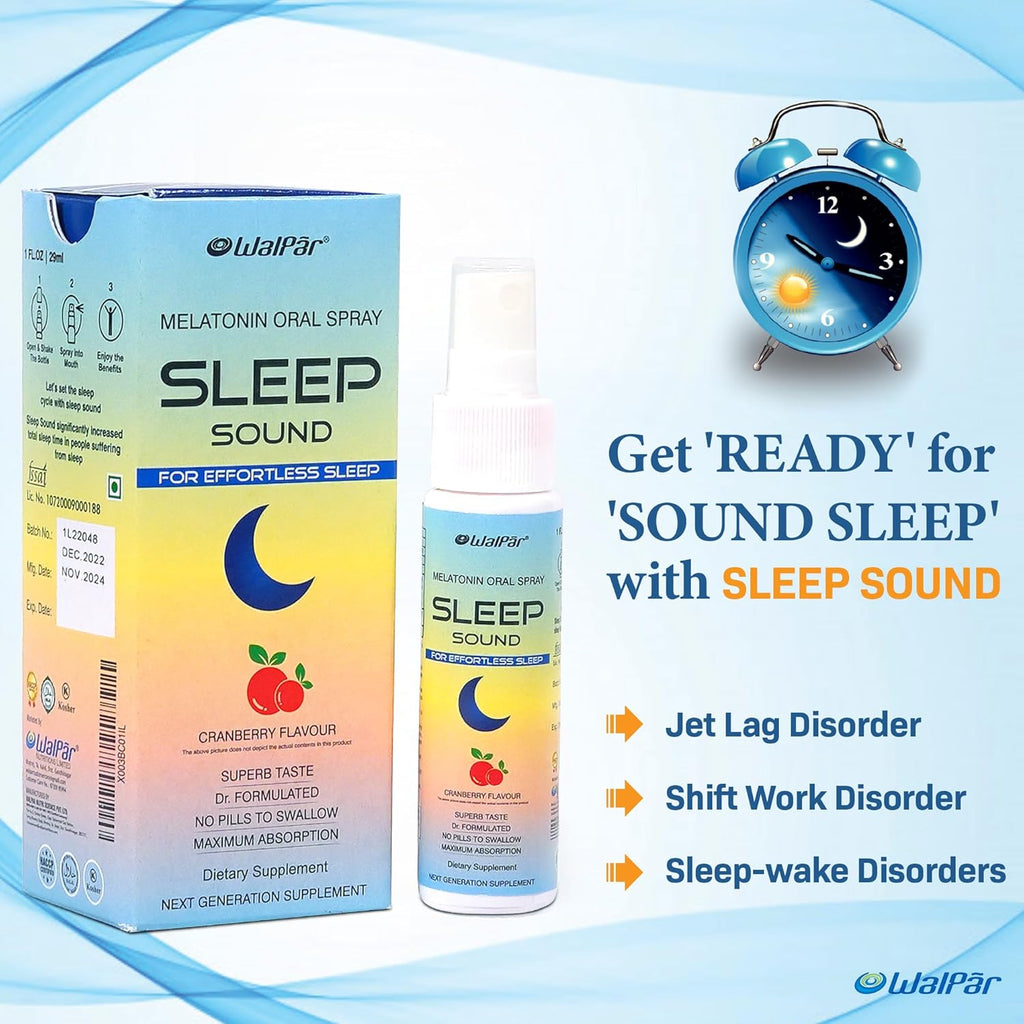 WALPAR Sound Sleep Melatonin Oral Spray for effortless sleep Cranberry Flavour 30 ml, 70 grams