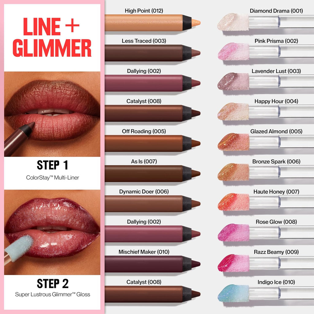 REVLON Super Lustrous Glimmer Gloss, Non-Sticky Lip Gloss, High-Shine Finish, Plant-Based Glitter, 005 Glazed Almond, 3.8 ml