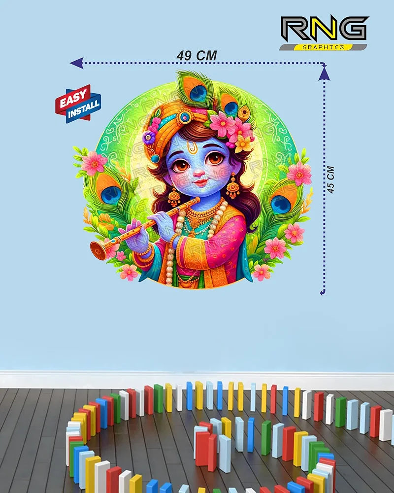 Rng Graphics Pvc Vinyl Krishna Wall Stickers Multicolor 49 Cm X 45cm DW-146L