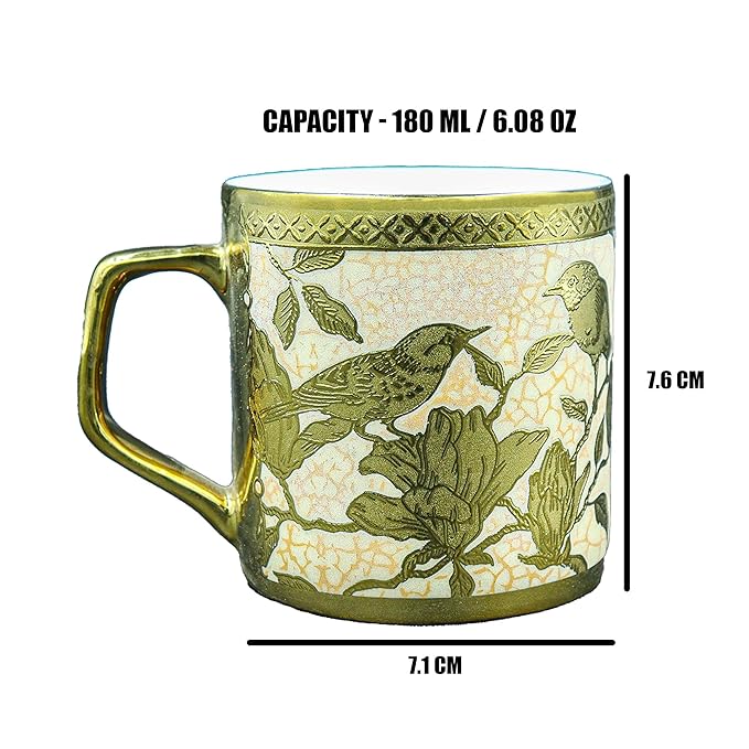 Femora Bone China Gloden Tea Cup | Weaver Love Glod | 160 Ml | Gold