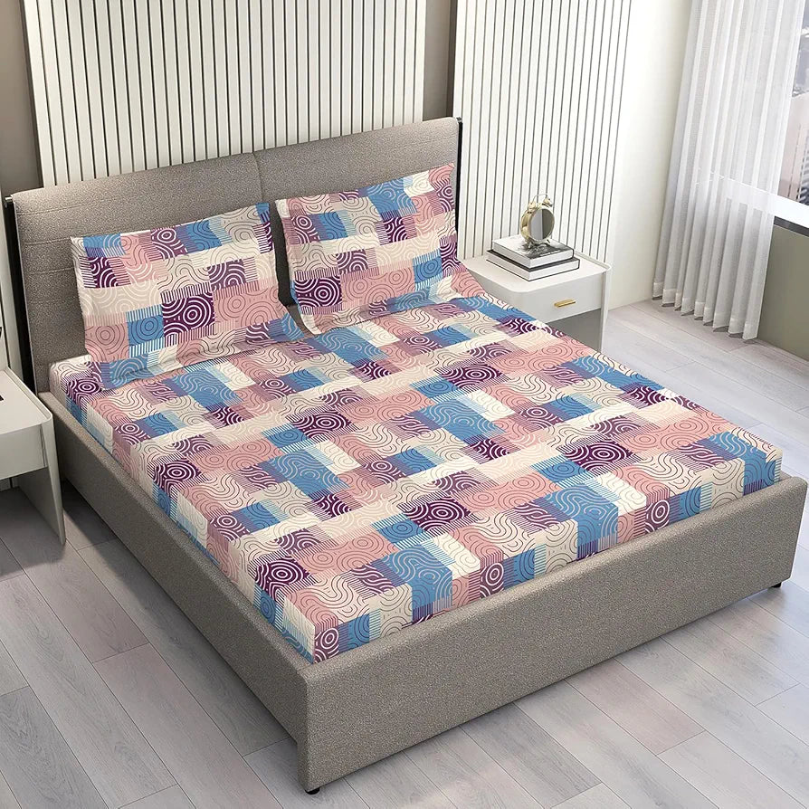 Layers Be Bold Cotton Bedsheet Set for All Seasons Lightweight 140 TC Queen Size Sheen Green Color