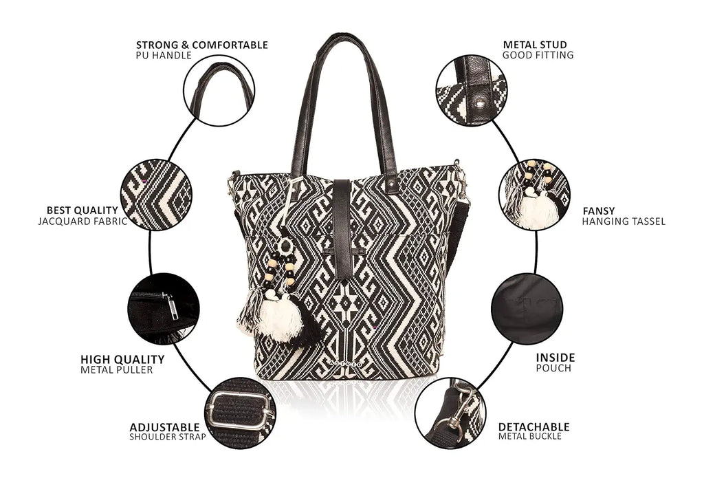 Astrid Cotton Tote Bags Dark Grey Textured