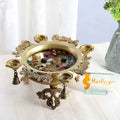 Two Moustaches Brass Peacock Design Urli with 4 Diyas