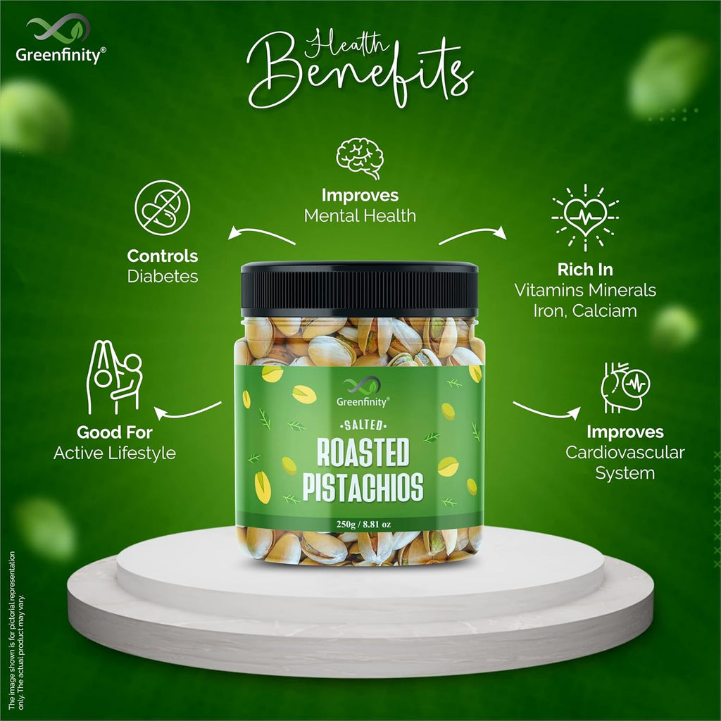 GreenFinity Dry Fruits Combo Pack- Green Raisins, Almonds, Roasted Pistachios, Cashews | Nutritious Healthy Snacks Ideal for Gifting, Festive Hampers, Family and Friends Treats (250g Each-Pack of 4)