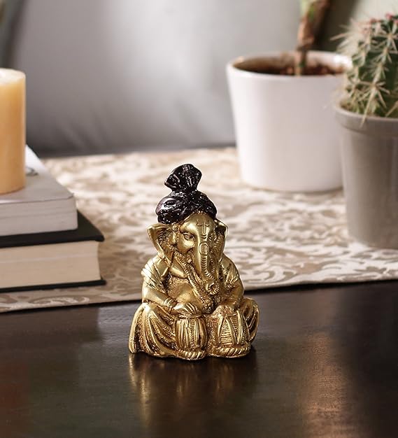 Ecraftindia Lord Ganesha Playing Tabla Statue | Brown