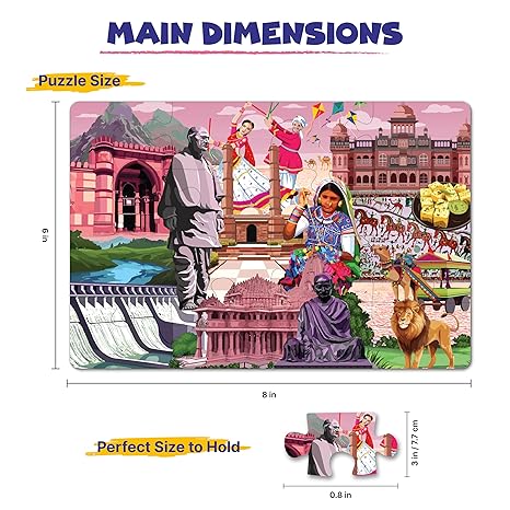 The Puzzl Co - Gujarat Jigsaw Puzzle for Kids to Learn Gujrat’s Culture Monuments & Food