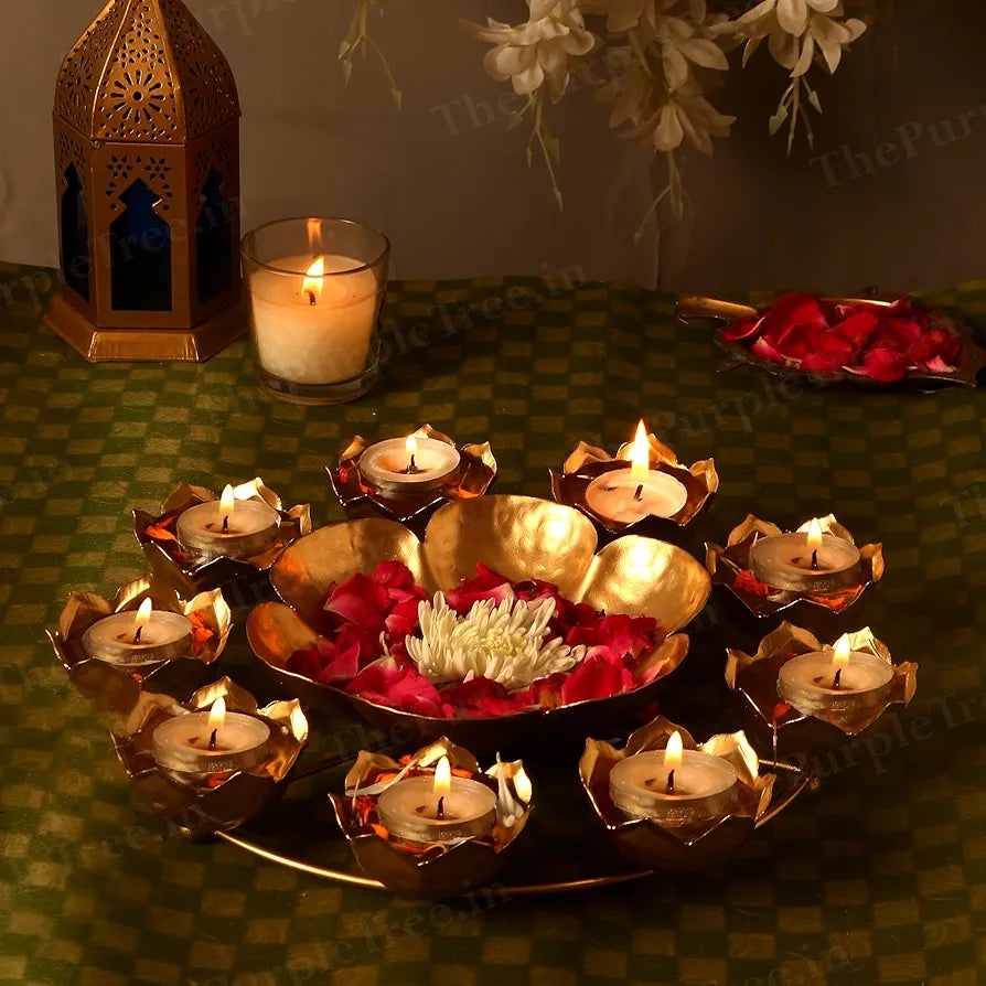The Purple Tree Beautiful Handcrafted Rangoli Urli Bowl for Floating Flowers and Tea Light Candles Rangoli Urli