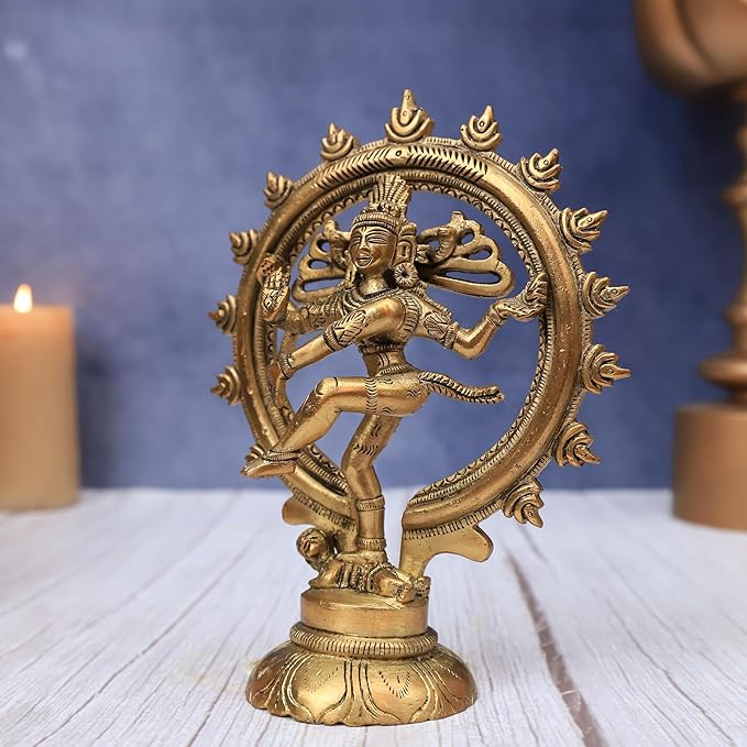 The Advitya Brass Natraj Dancing Shiva | Brass Nataraj Statue Decorative Sculpture Religious Idol