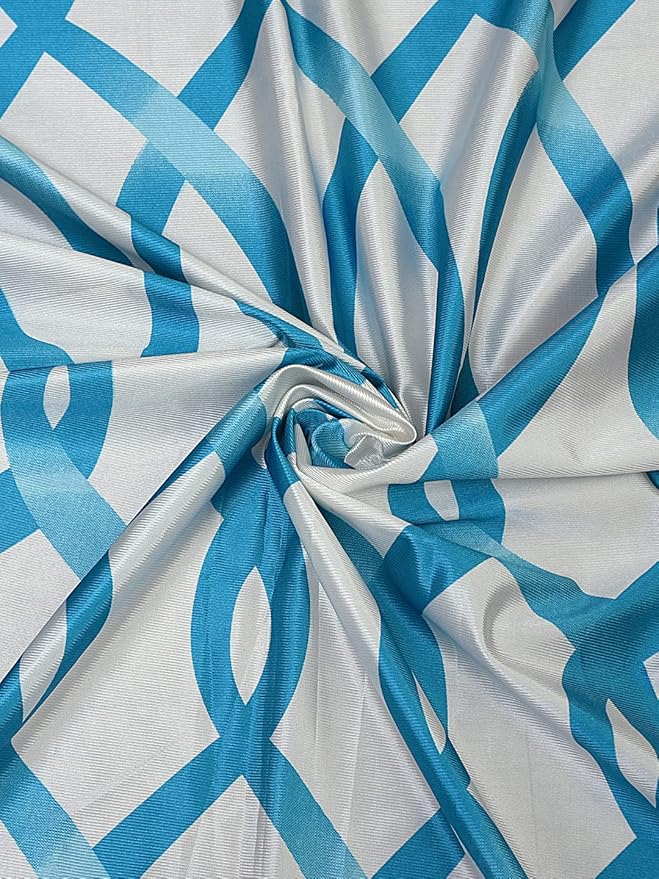 Cortina 2 Piece Abstract Design Panel Eyelet Polyester Door Curtains | 7 Feet | Blue