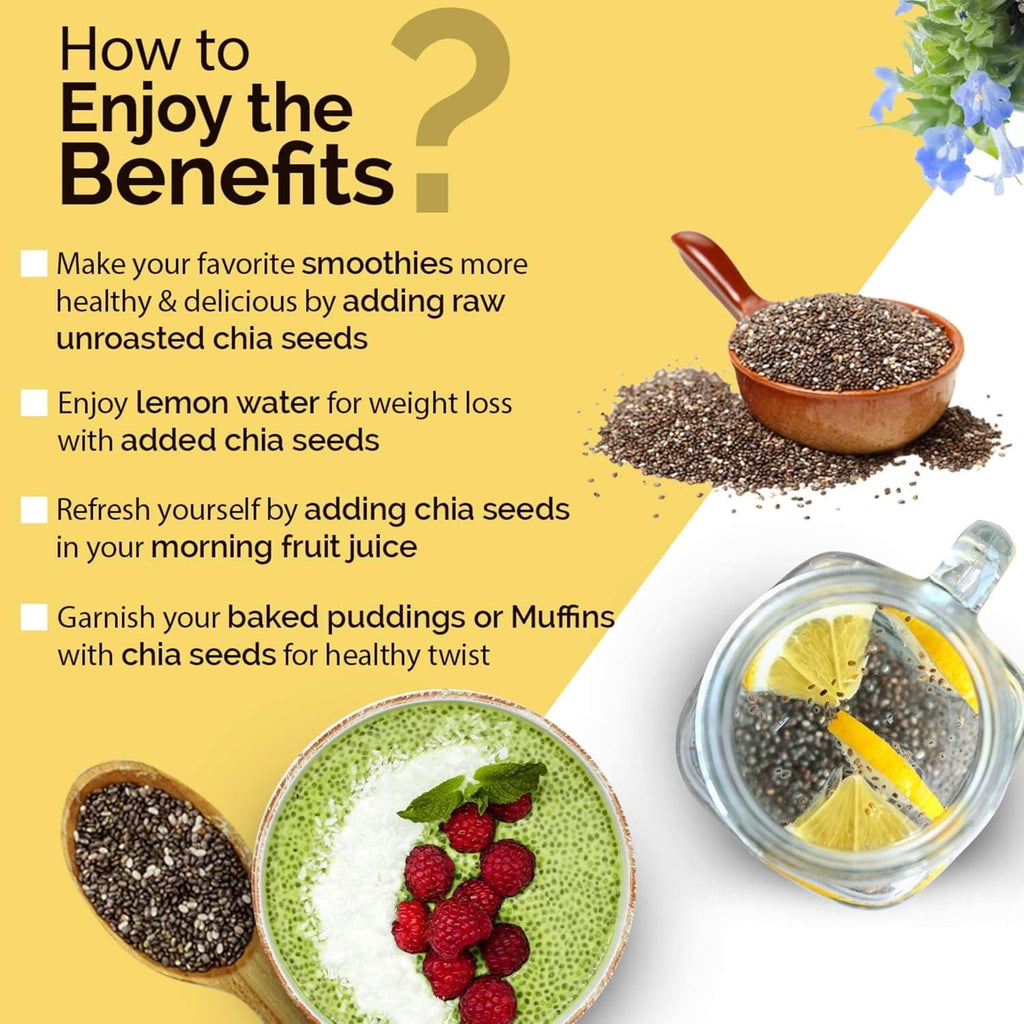 Siya Premium Raw Chia Seeds 300 g - Healthy Raw Seed | Clean Chia Seeds for Eating | Healthy Snacks | Calcium and Protein Rich Seed (100% Organic)