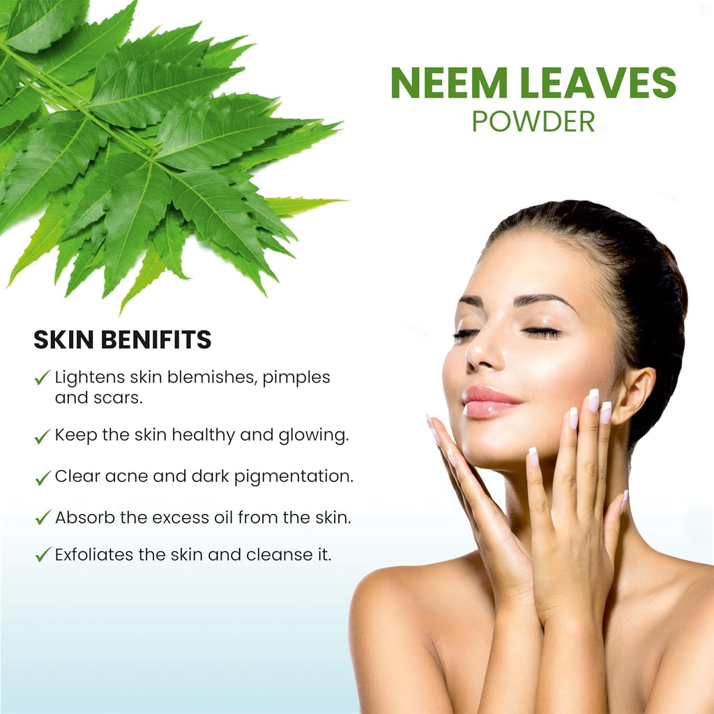 Healthy Apple Pure Neem Leaves Powder (100g) - 100% Natural Ayurvedic Herbal Supplement for Acne Control, Glowing Skin, Anti-Dandruff Hair Masks & Scalp Nourishment - Multipurpose Face Pack