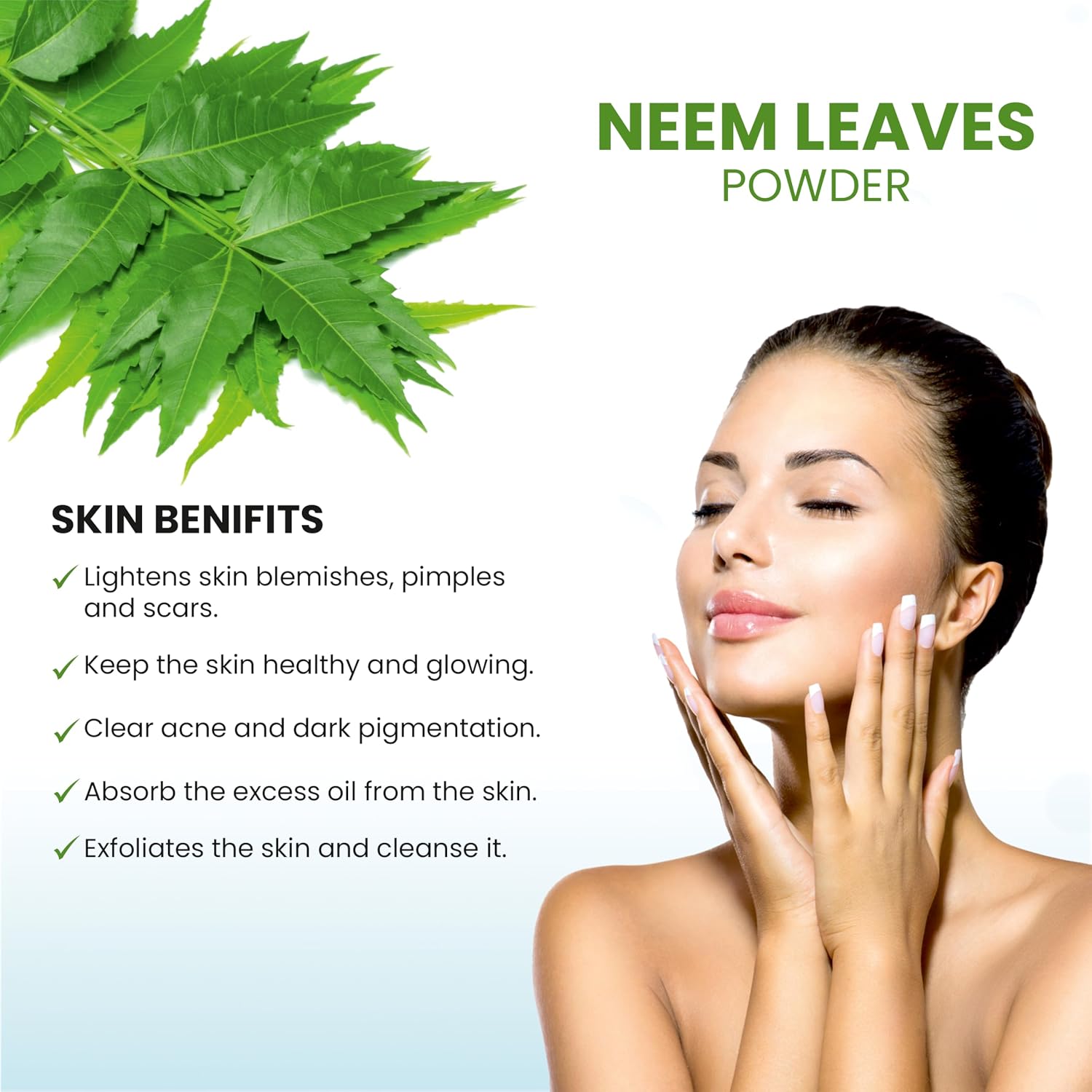Healthy Apple Pure Neem Leaves Powder (100g) - 100% Natural Ayurvedic Herbal Supplement for Acne Control, Glowing Skin, Anti-Dandruff Hair Masks & Scalp Nourishment - Multipurpose Face Pack