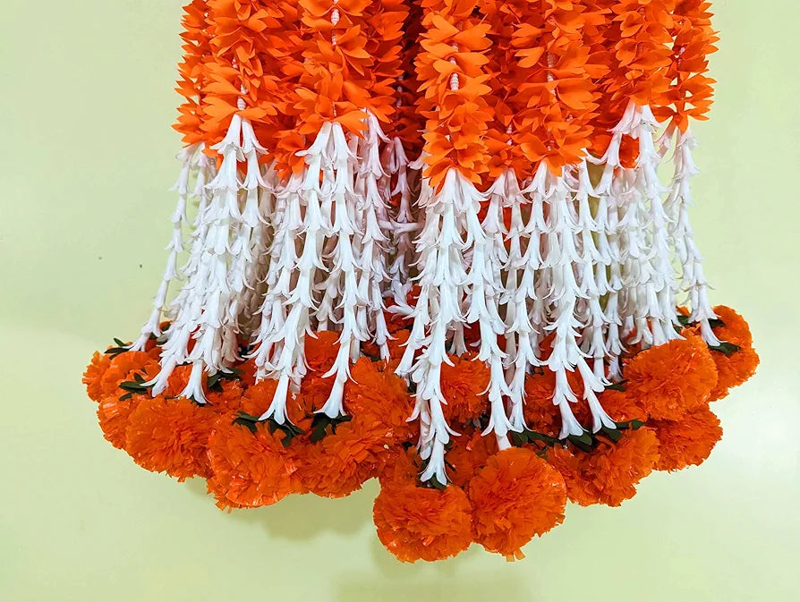 Afarza Artificial Flower Garland Toran for Door Entrance Home Decoration Hanging orange yellow 4pieces