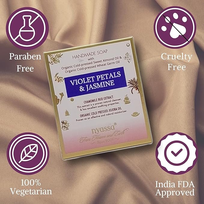 Nyassa Violet Petals & Jasmine Natural Bathing Soap - 150 Gms