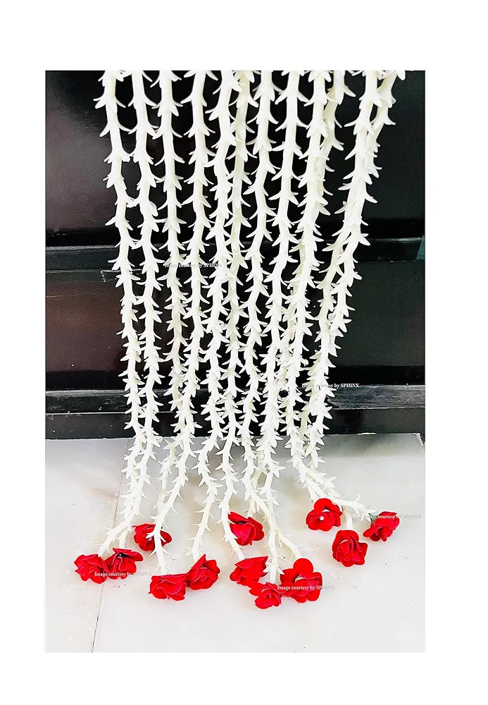 Artificial Rajnigandha Buds Rose Strings Approx 2.5 ft Height Red